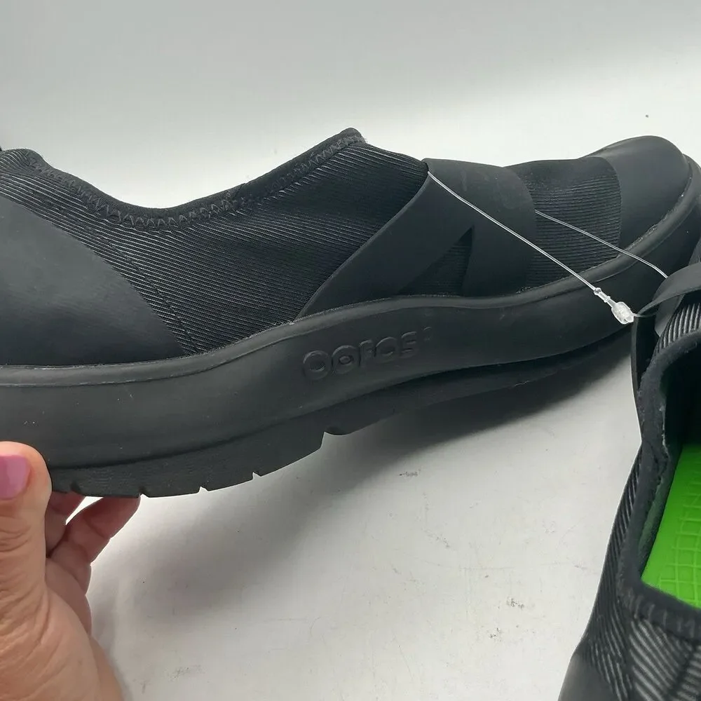 OOFOS Men’s 12.5 Black Mary Jane Slip On Recovery Walking Shoes EU 45.5